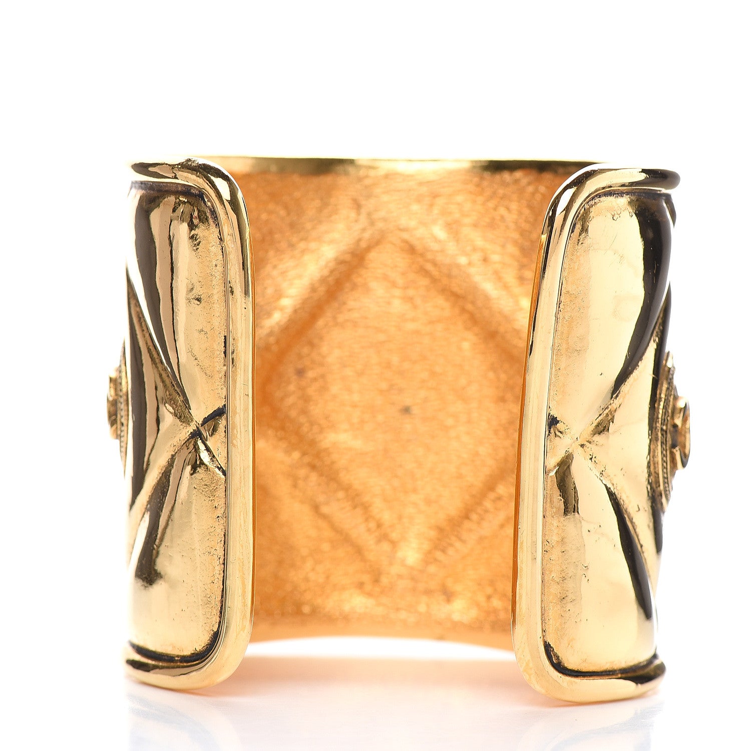 Chanel Metal Quilted Wide CC Cuff Gold 2 of 4