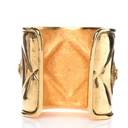 Chanel Metal Quilted Wide CC Cuff Gold 2 of 4
