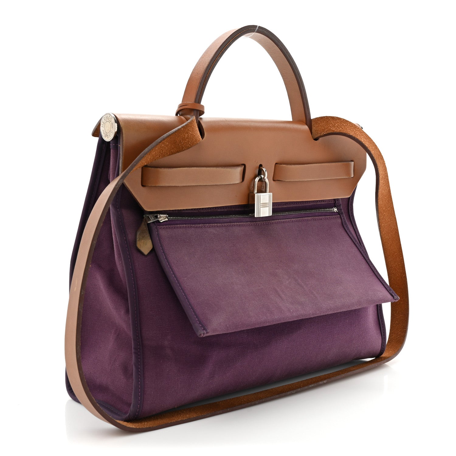 Hermes Vache Hunter Toile Herbag Zip 31 PM Fauve Cassis 3 of 18