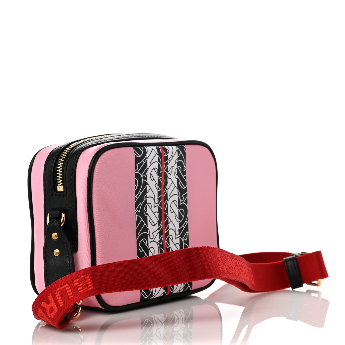 Nylon TB Stripe Camera Bag Pink Black