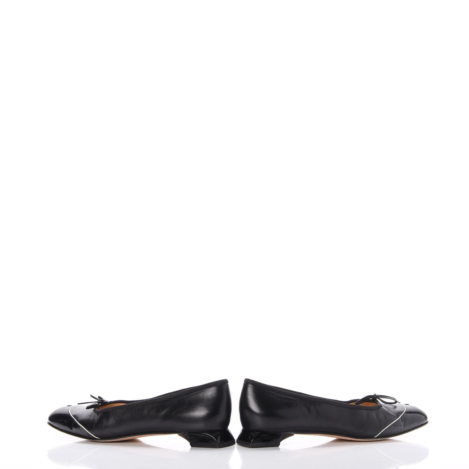 Chanel Lambskin Patent CC Cap Toe Ballerina Flats 42 Black 5 of 11