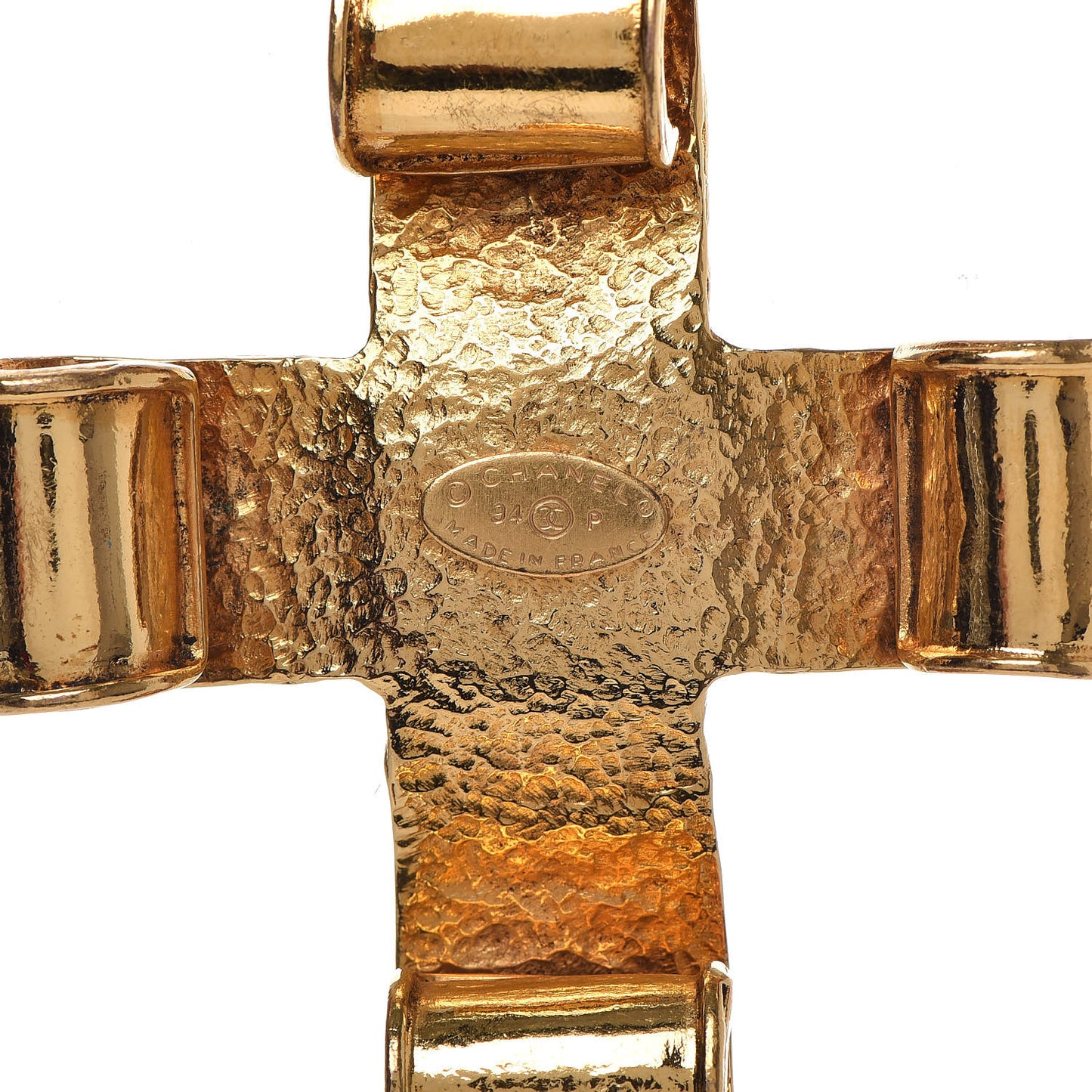 Long CC Cross Pendant Necklace Gold