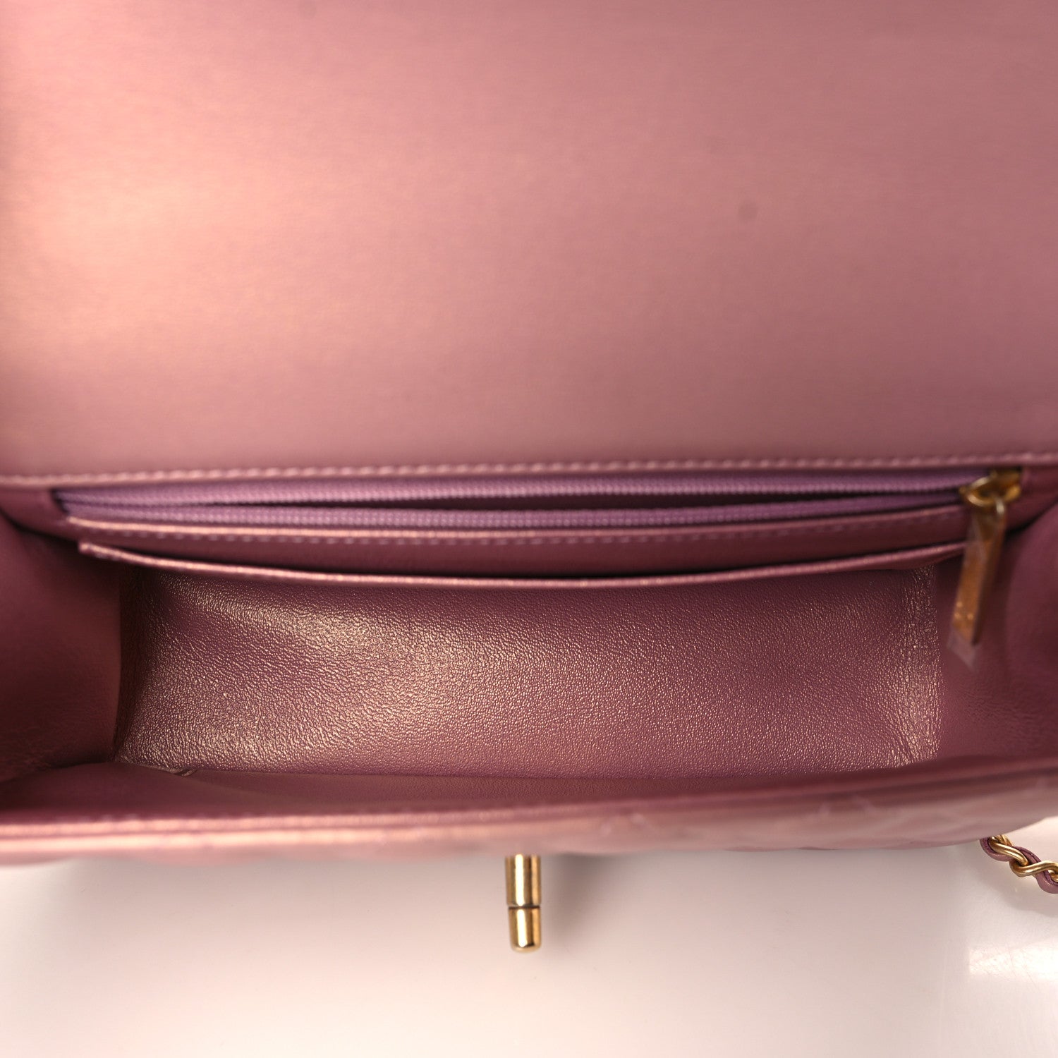 Chanel Iridescent Lambskin Quilted Mini Top Handle Rectangular Flap Pink 5 of 10