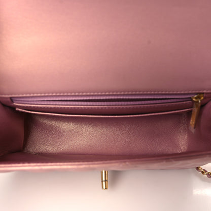 Chanel Iridescent Lambskin Quilted Mini Top Handle Rectangular Flap Pink 5 of 10