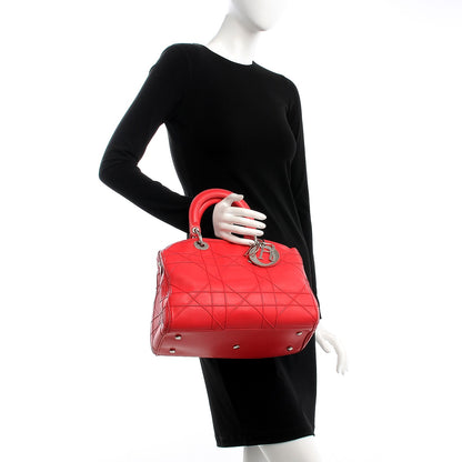 Christian Dior Lambskin Cannage Granville Polochon Coral 3 of 16