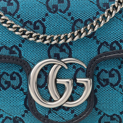 Gucci Monogram Multicolor Matelasse Diagonal Super Mini GG Marmont Shoulder Bag Light Blue 8 of 10