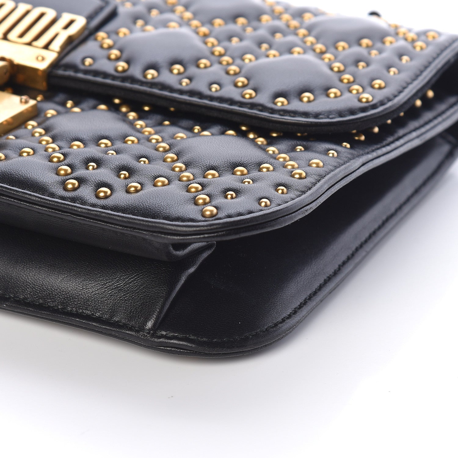 Christian Dior Lambskin Cannage Studded Large Dioraddict Flap Bag Black 9 of 9