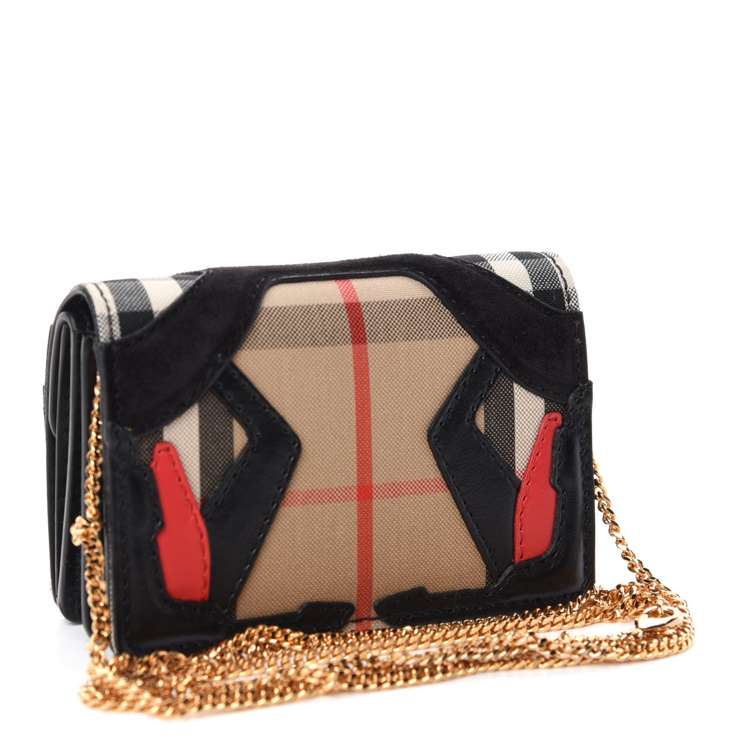 Burberry Calfskin Suede House Check Jessie TB Card Case with Chain 3 of 7