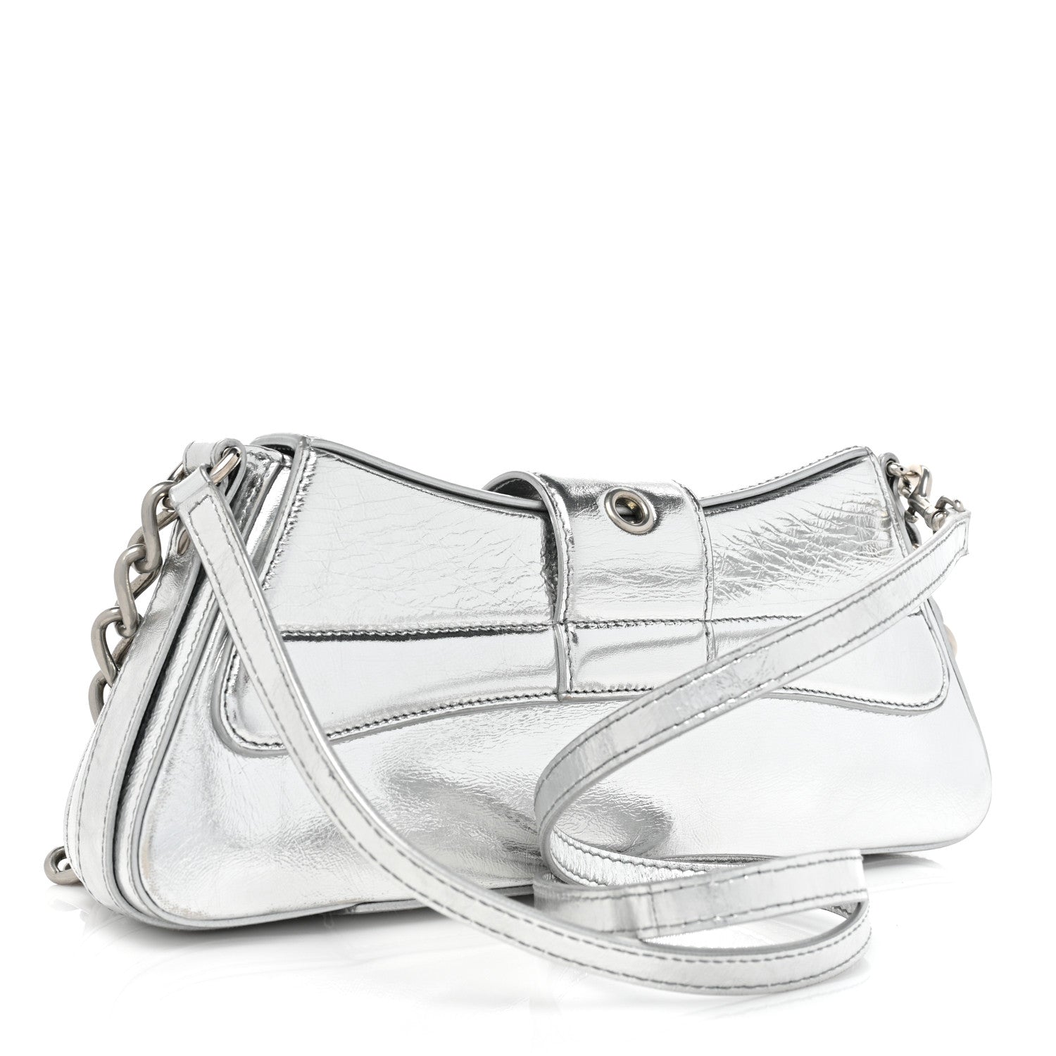 Balenciaga Smooth Metallic Calfskin Small Lindsay Shoulder Bag Silver 2 of 11