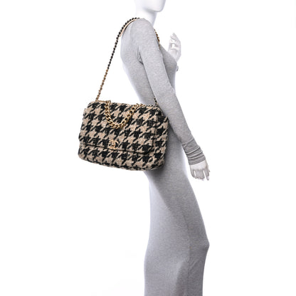 Chanel Tweed Maxi Chanel 19 Flap Beige Black 2 of 10