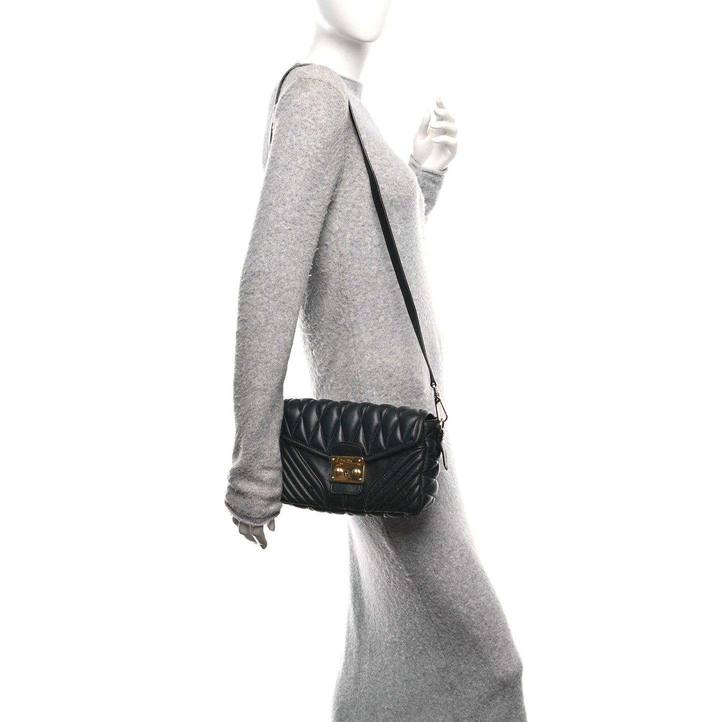 Nappa Matelasse Biker Shoulder Bag Black