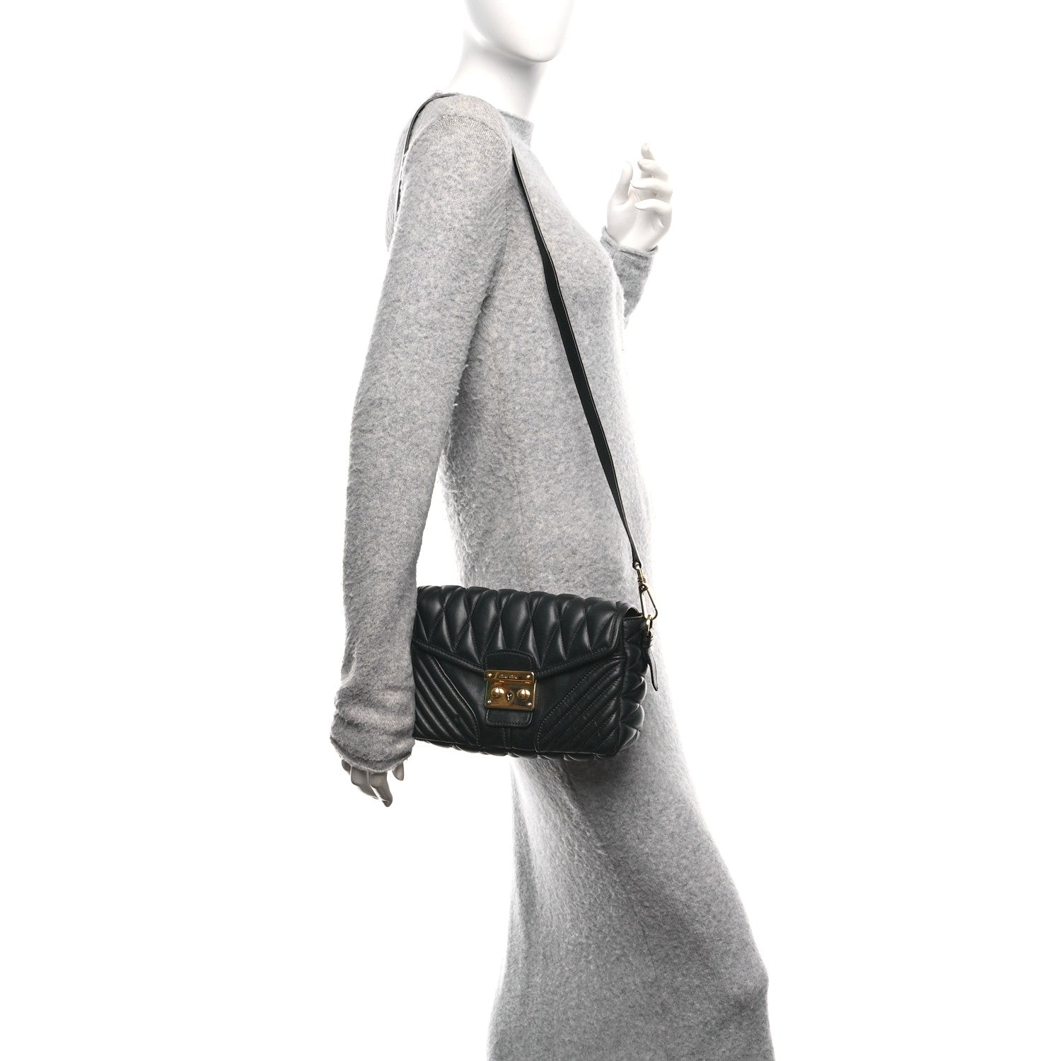 Miu Miu Nappa Matelasse Biker Shoulder Bag Black 2 of 11