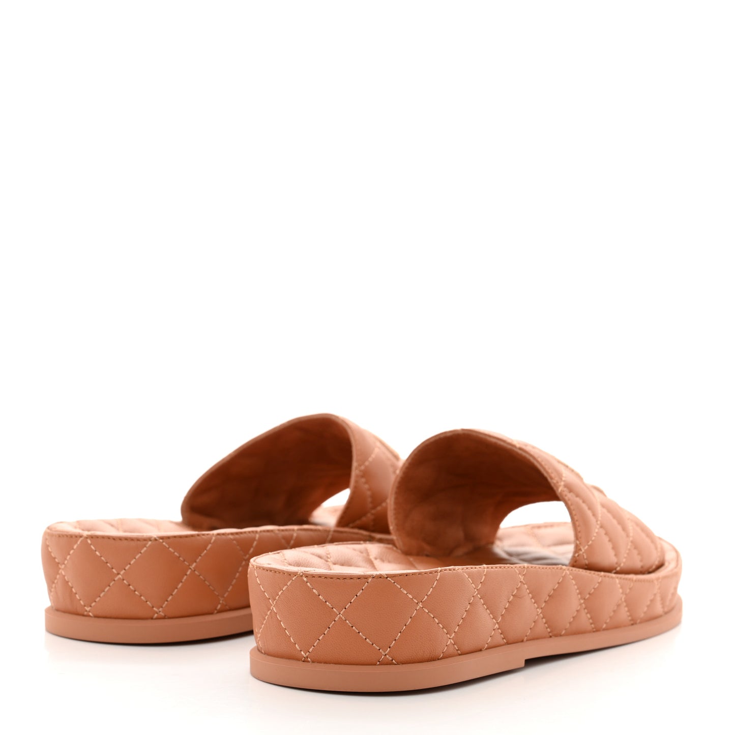 Lambskin Quilted CC Mules Sandals 38 Brown