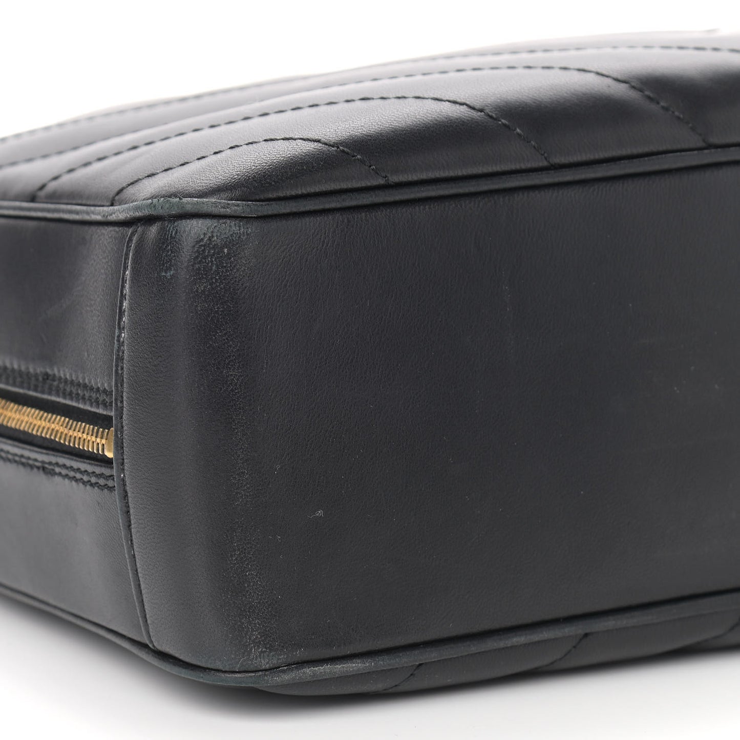 Lambskin Chevron Quilted Camera Case Black