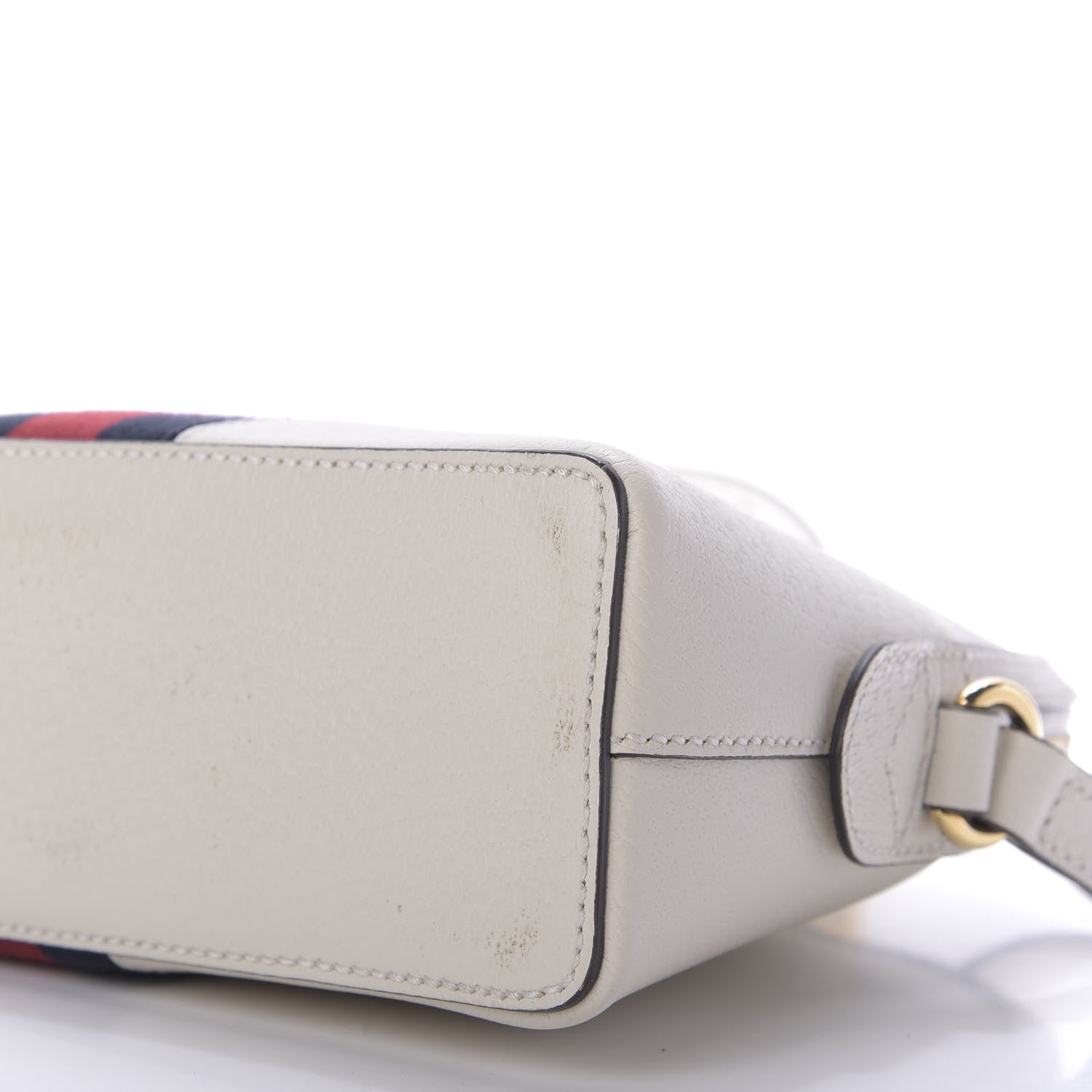 Gucci Textured Dollar Calfskin Web Small Ophidia Dome Shoulder Bag Mystic White 7 of 9
