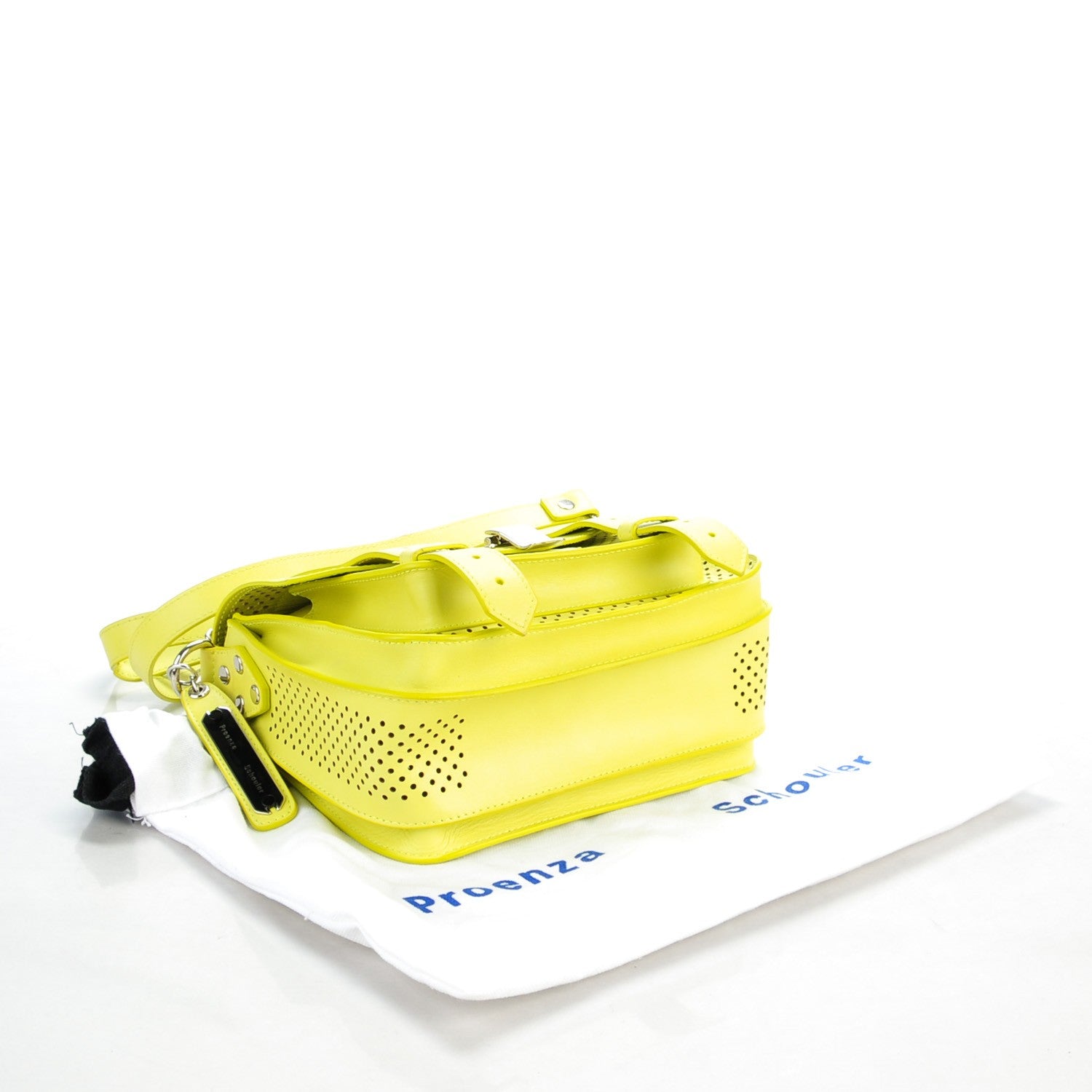 Proenza Schouler Lambskin Perforated PS1 Pouch Messenger Sulphur 4 of 9