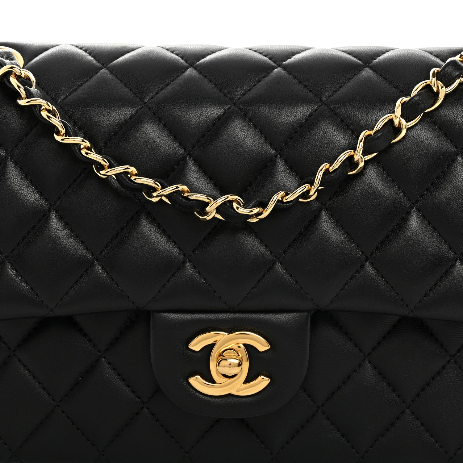 Chanel Lambskin Quilted Medium Double Flap Black 8 of 11