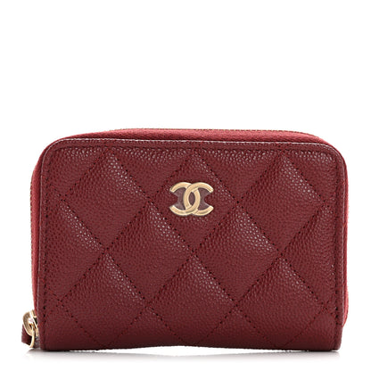 Chanel Caviar Quilted Zip Around Coin Purse Burgundy 1 of 8