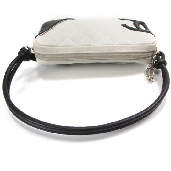 Chanel Calfskin Quilted Cambon Pochette White Black 5 of 11