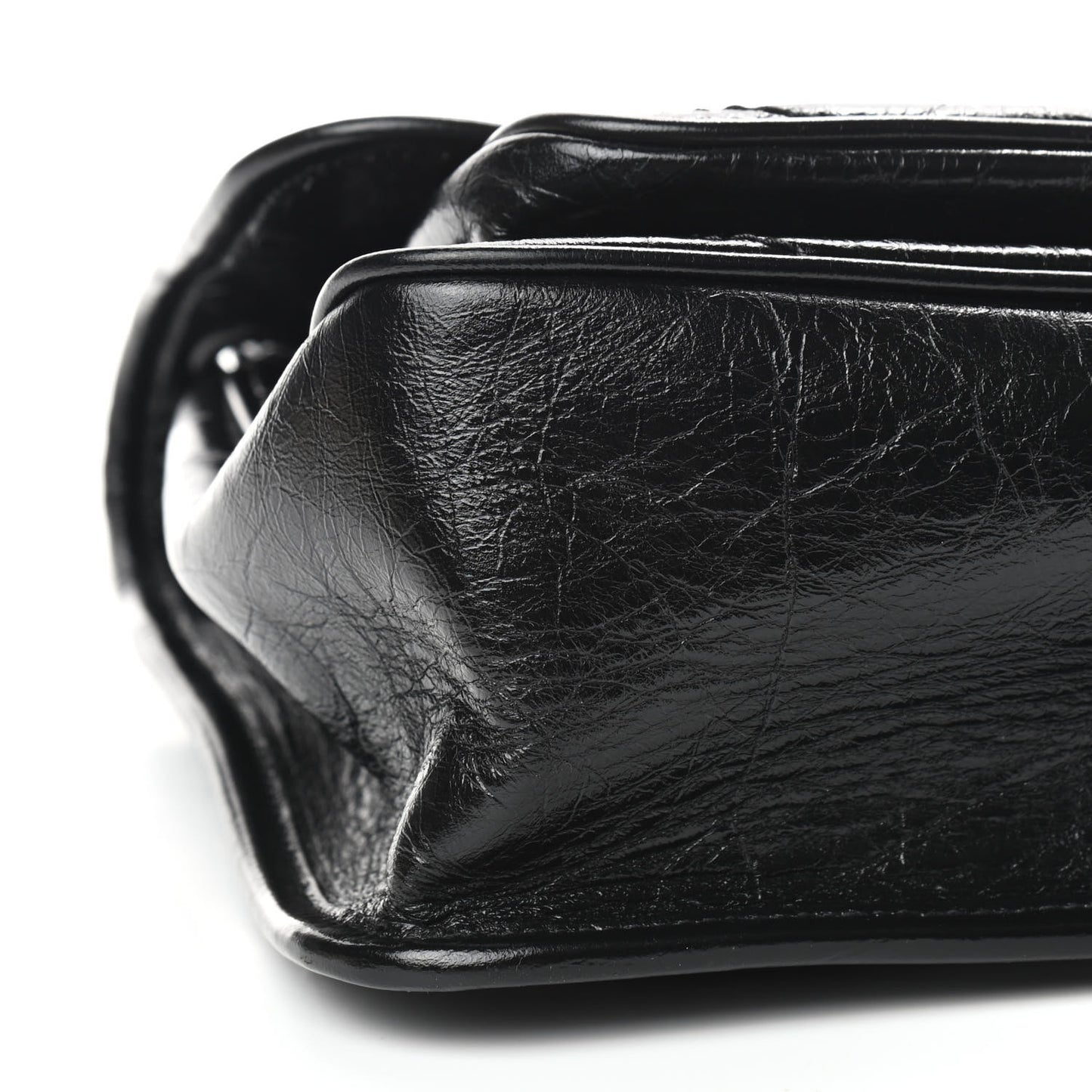 Crinkled Calfskin Matelasse Monogram Medium Niki Chain Satchel Black