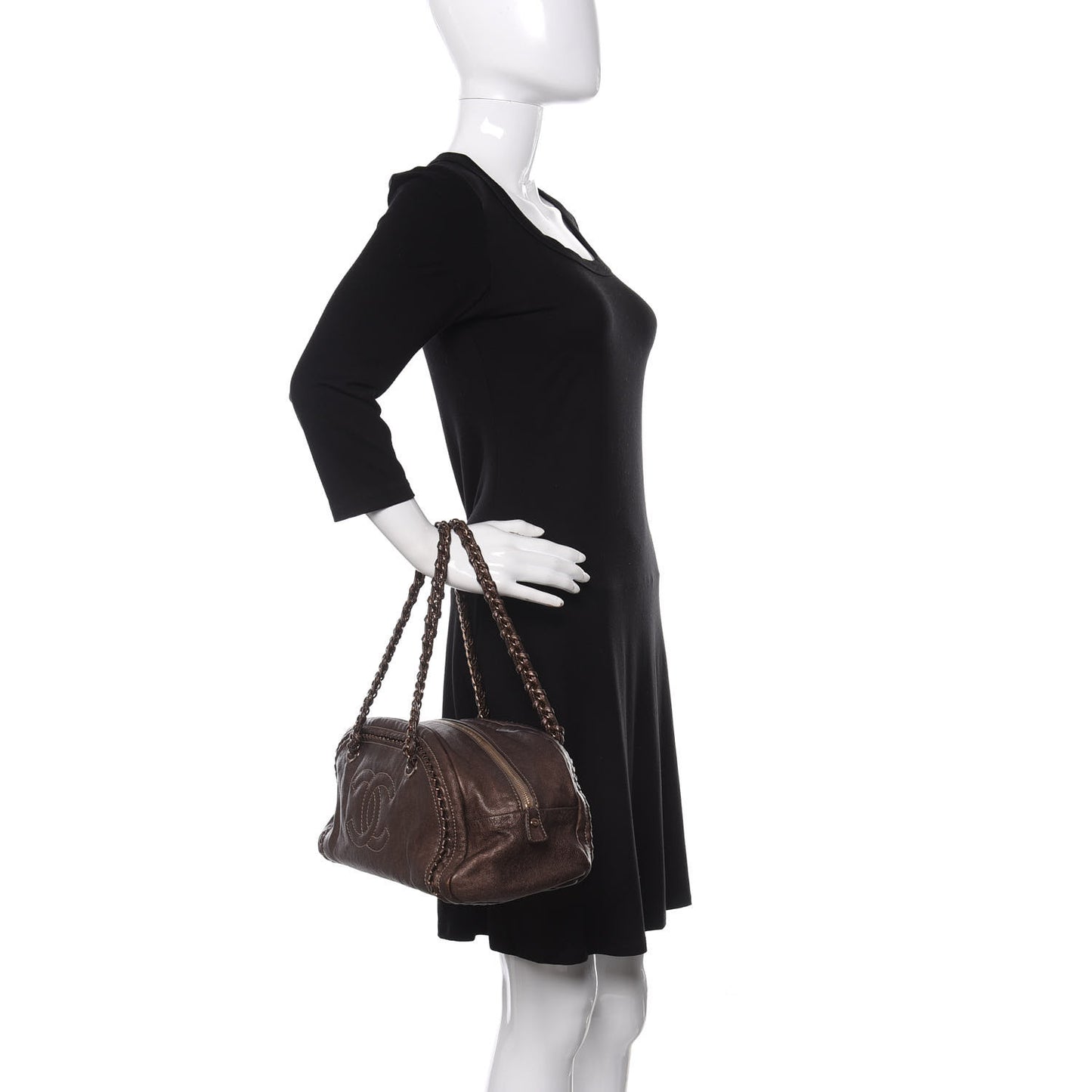 Goatskin Medium Luxe Ligne Bowler Brown