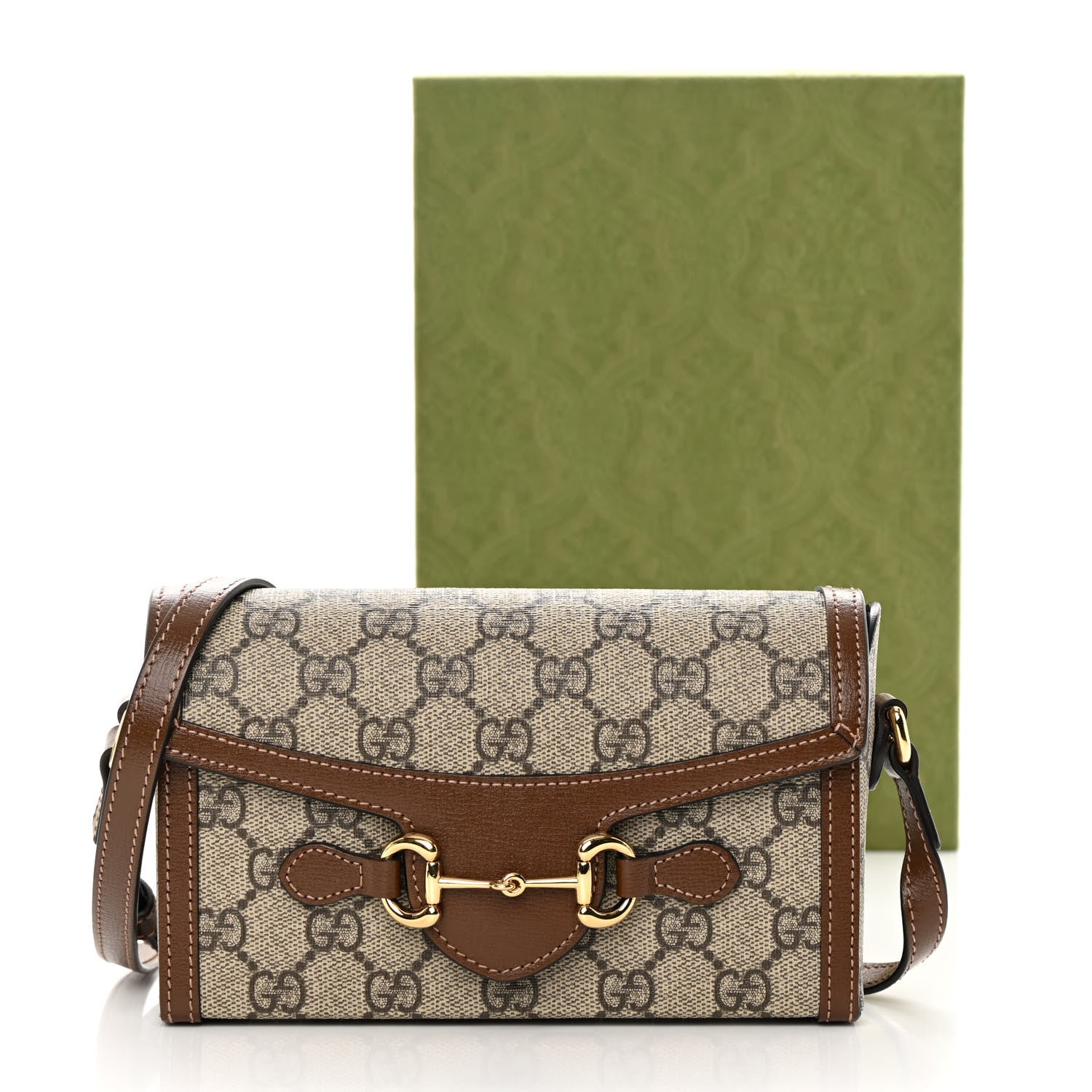 Gucci GG Supreme Monogram Mini Horsebit 1955 Shoulder Bag Beige Brown Sugar 11 of 11