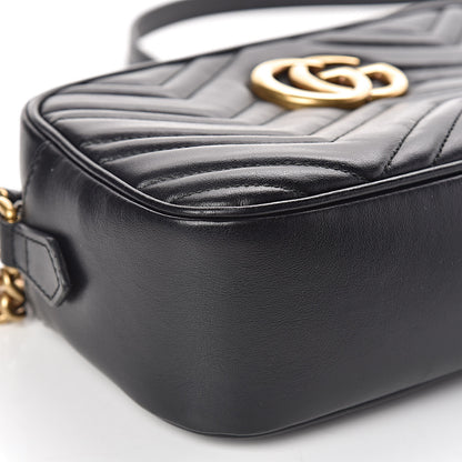 Gucci Calfskin Matelasse Small GG Marmont Chain Shoulder Bag Black 9 of 10