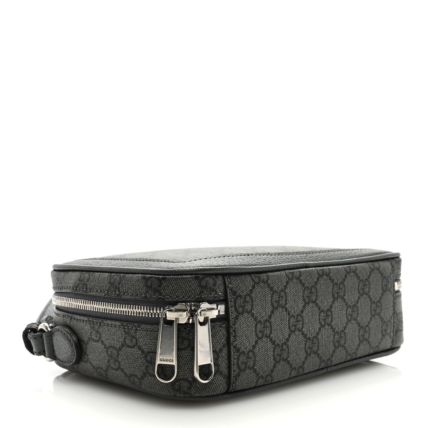Gucci GG Supreme Monogram Textured Dollar Calfskin Small Ophidia Top Handle Shoulder Grey Black Graphite Grey 4 of 8