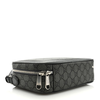 Gucci GG Supreme Monogram Textured Dollar Calfskin Small Ophidia Top Handle Shoulder Grey Black Graphite Grey 4 of 8