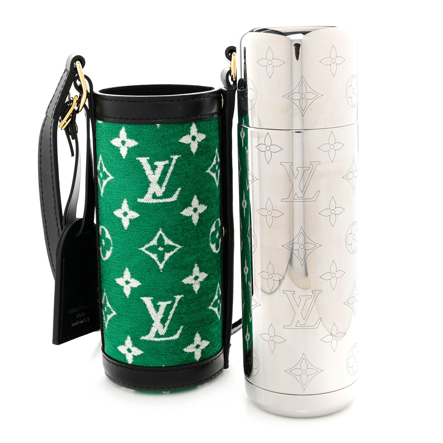 Louis Vuitton Jacquard Velvet Monogram Flask Holder Vert 1 of 9