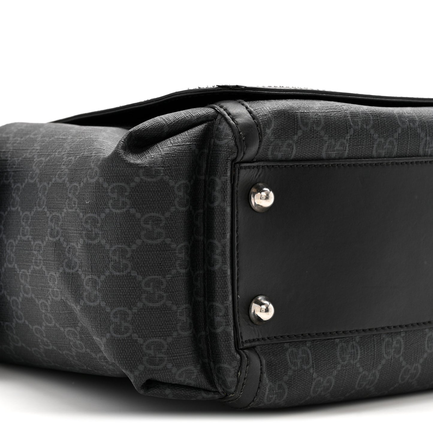 GG Supreme Monogram Web Messenger Diaper Bag Black Grey