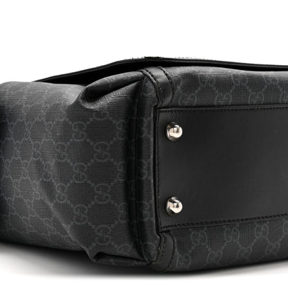 Gucci GG Supreme Monogram Web Messenger Diaper Bag Black Grey 9 of 14