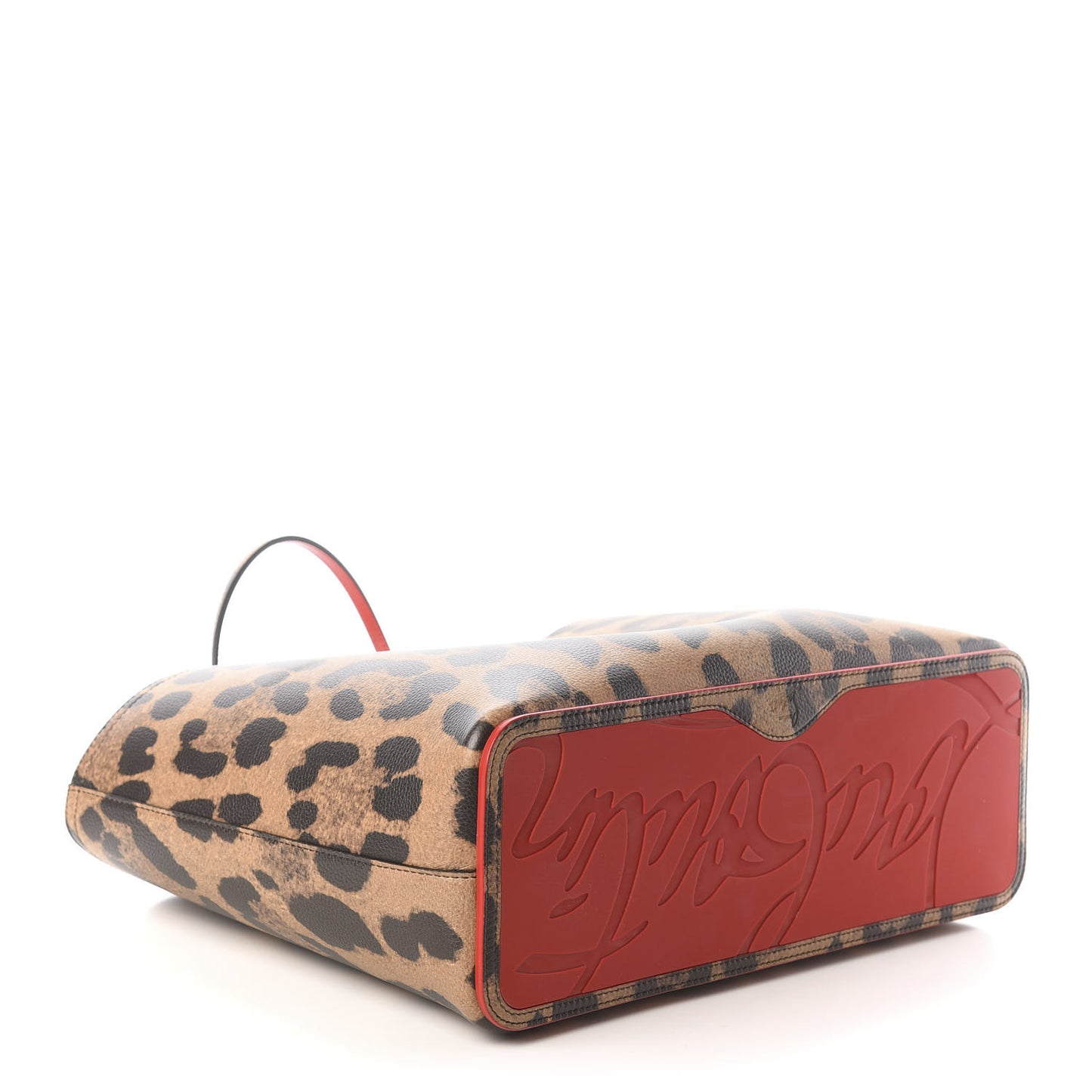 Calfskin Leopard Print Spikes East West Cabata Tote Brown