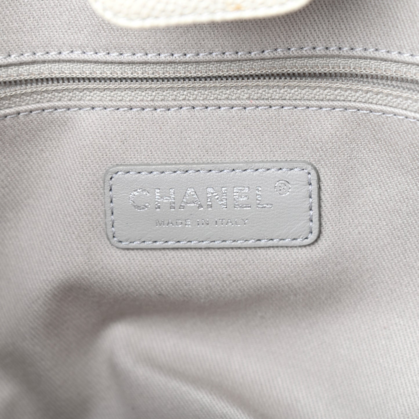 Glazed Calfskin Small Deauville Tote Ecru