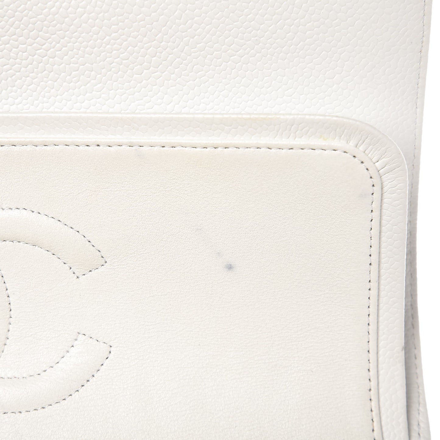 Caviar Quilted Medium Double Flap Bijoux Chain White