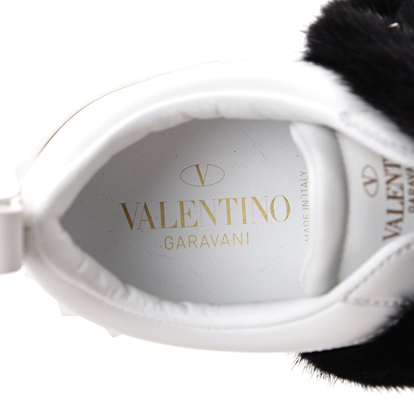 Calfskin Mink Fur Sneakers 37 White Black