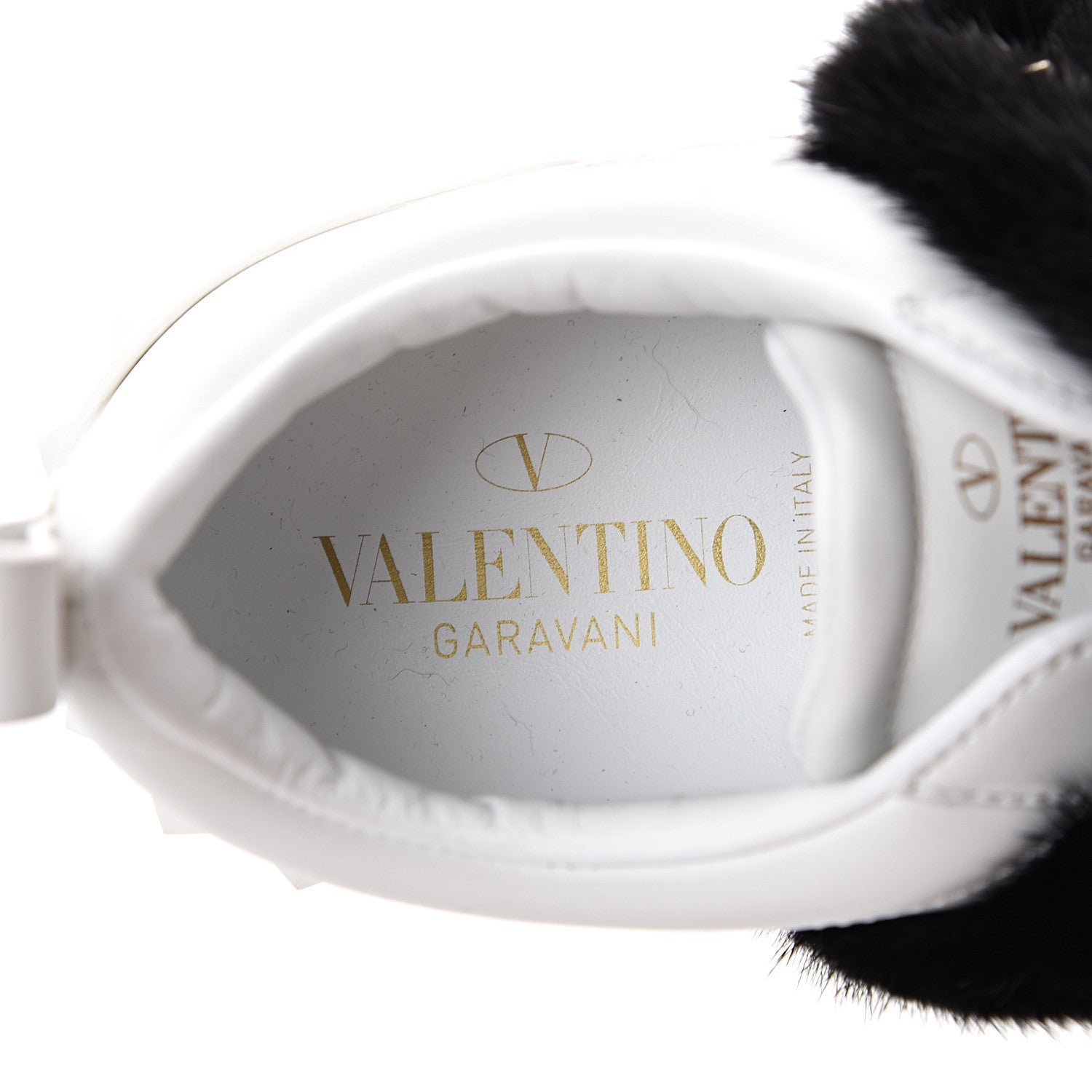 Valentino Garavani Calfskin Mink Fur Sneakers 37 White Black 7 of 7
