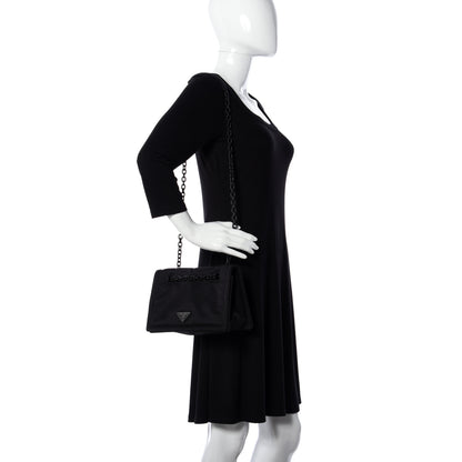 Prada Nylon Tessuto Chain Shoulder Bag Black 2 of 10