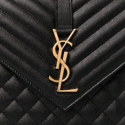 Saint Laurent Grain De Poudre Textured Mixed Matelasse Large Triquilt Monogram Satchel Black 9 of 12
