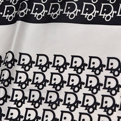 Christian Dior Silk Monogram Scarf Navy White 4 of 5