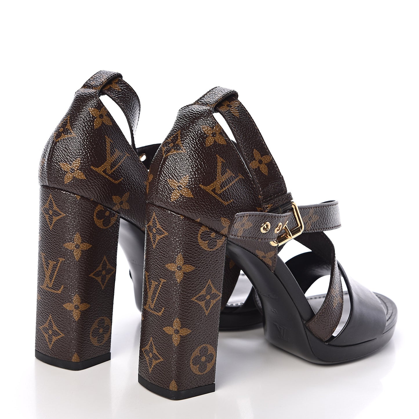 Calfskin Monogram Matchmake Cross Sandals 41 Black