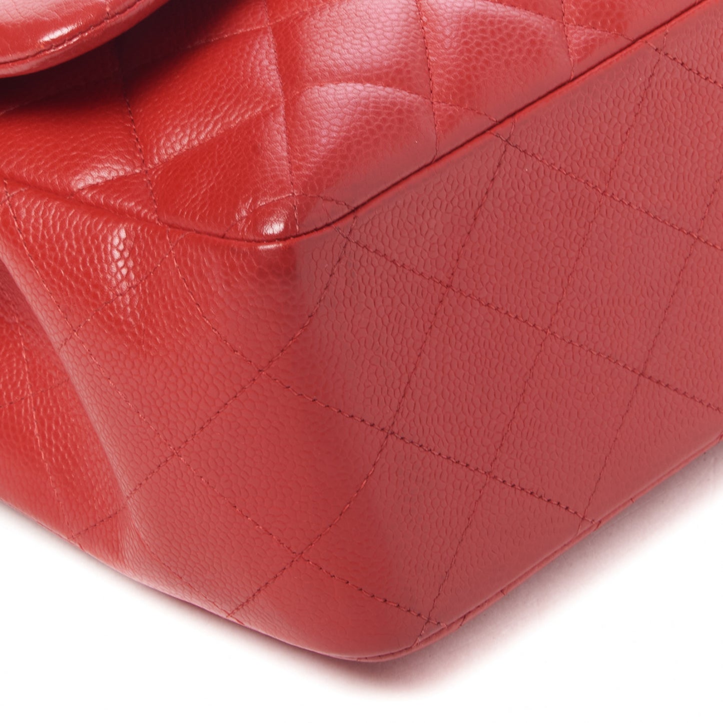 Caviar Quilted Jumbo Double Flap Red