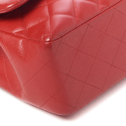 Chanel Caviar Quilted Jumbo Double Flap Red 6 of 10