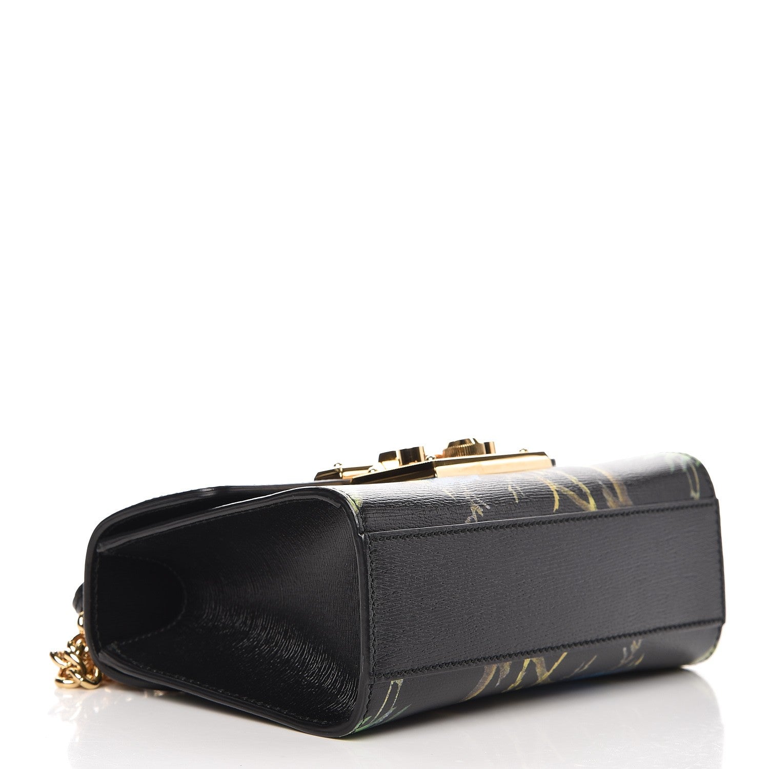 Gucci Calfskin Tropical Print Small Padlock Shoulder Bag Black Multi 4 of 8