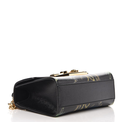 Gucci Calfskin Tropical Print Small Padlock Shoulder Bag Black Multi 4 of 8
