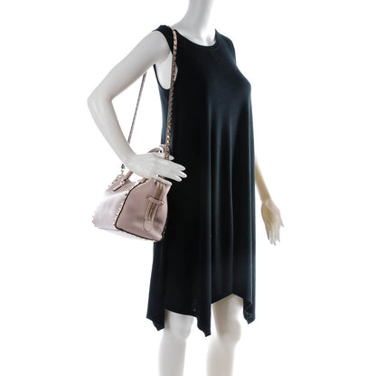 Valentino Garavani Grained Calfskin Small Rockstud Double Handle Tote Poudre 2 of 8