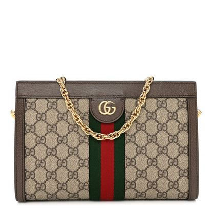 Gucci GG Supreme Monogram Web Small Ophidia Chain Shoulder Bag Brown 1 of 10