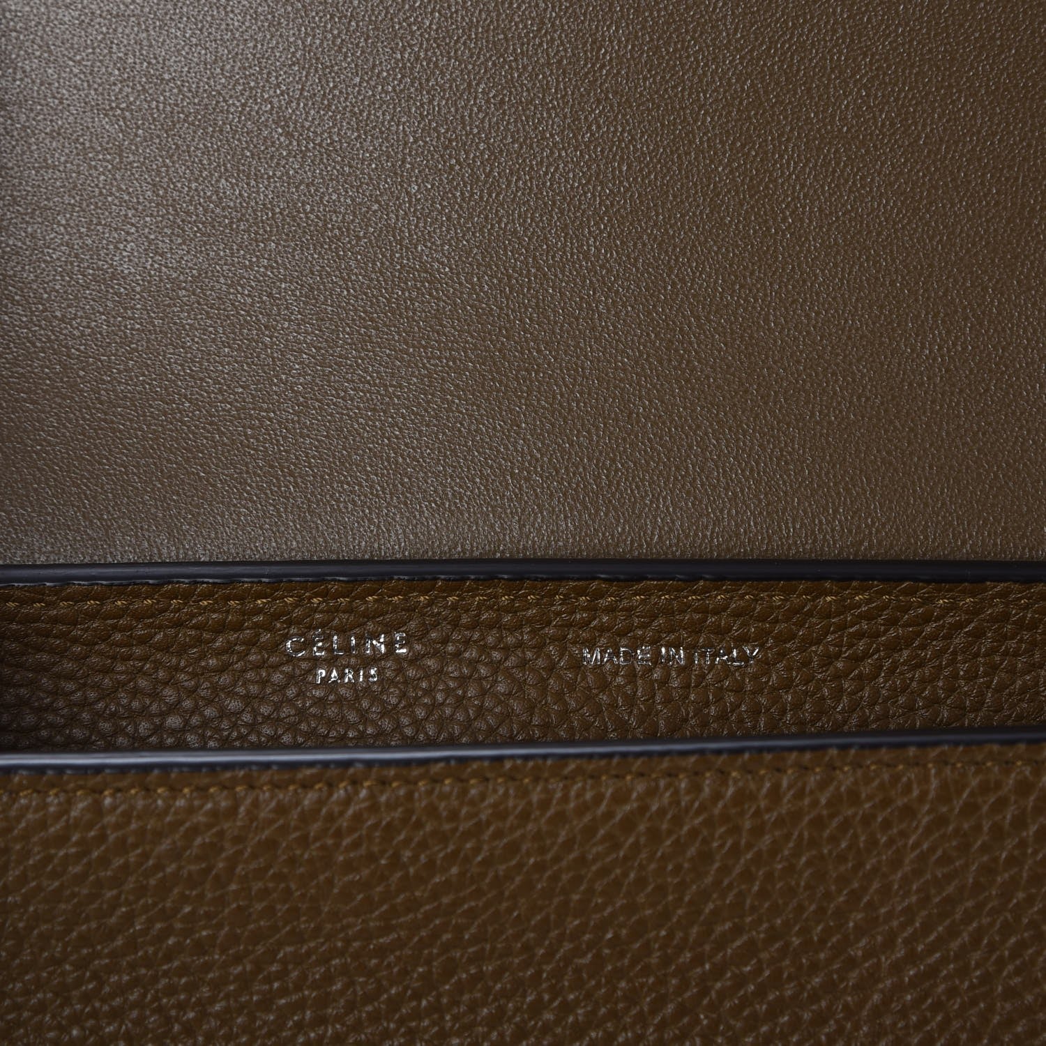Celine Drummed Calfskin Suede Small Trapeze Moss Green 6 of 7