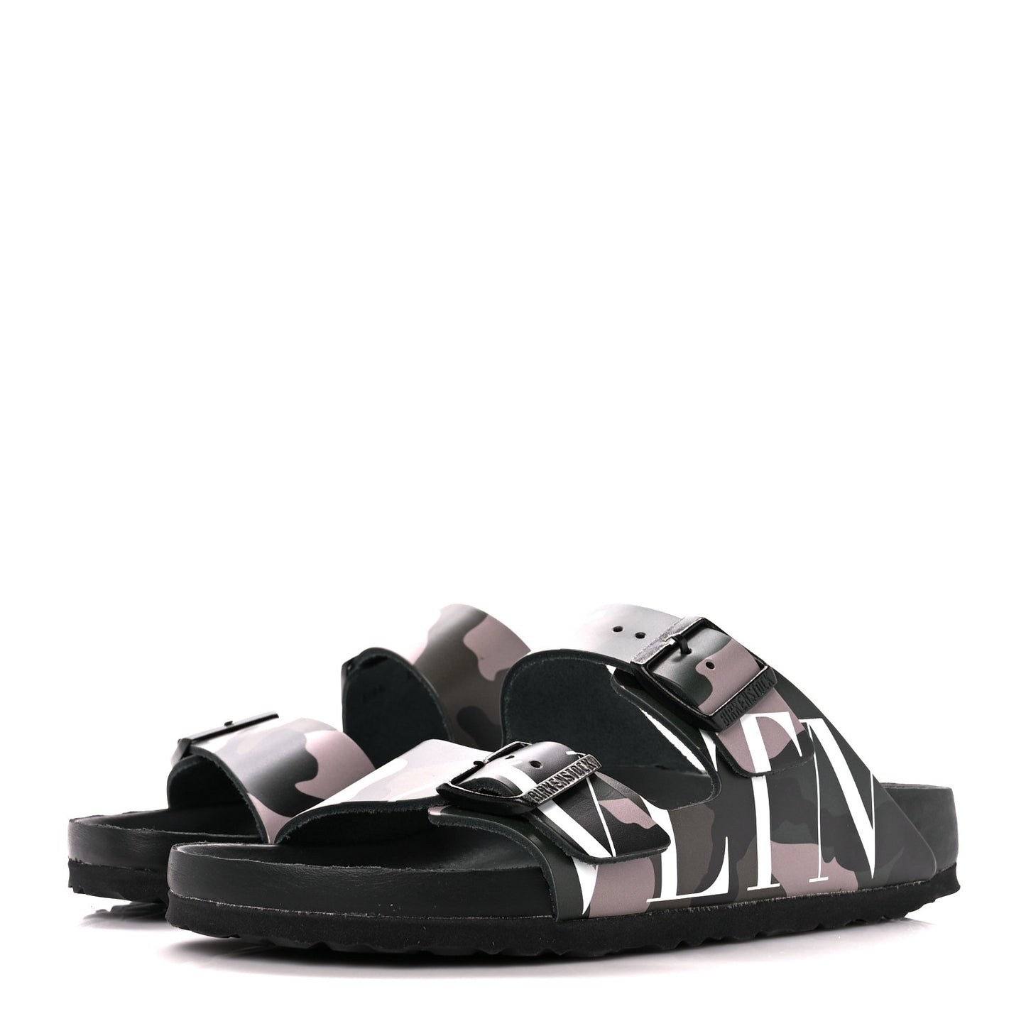 X BIRKENSTOCK Calfskin VLTN Arizona Slide Sandals 39 Army Green Poudre