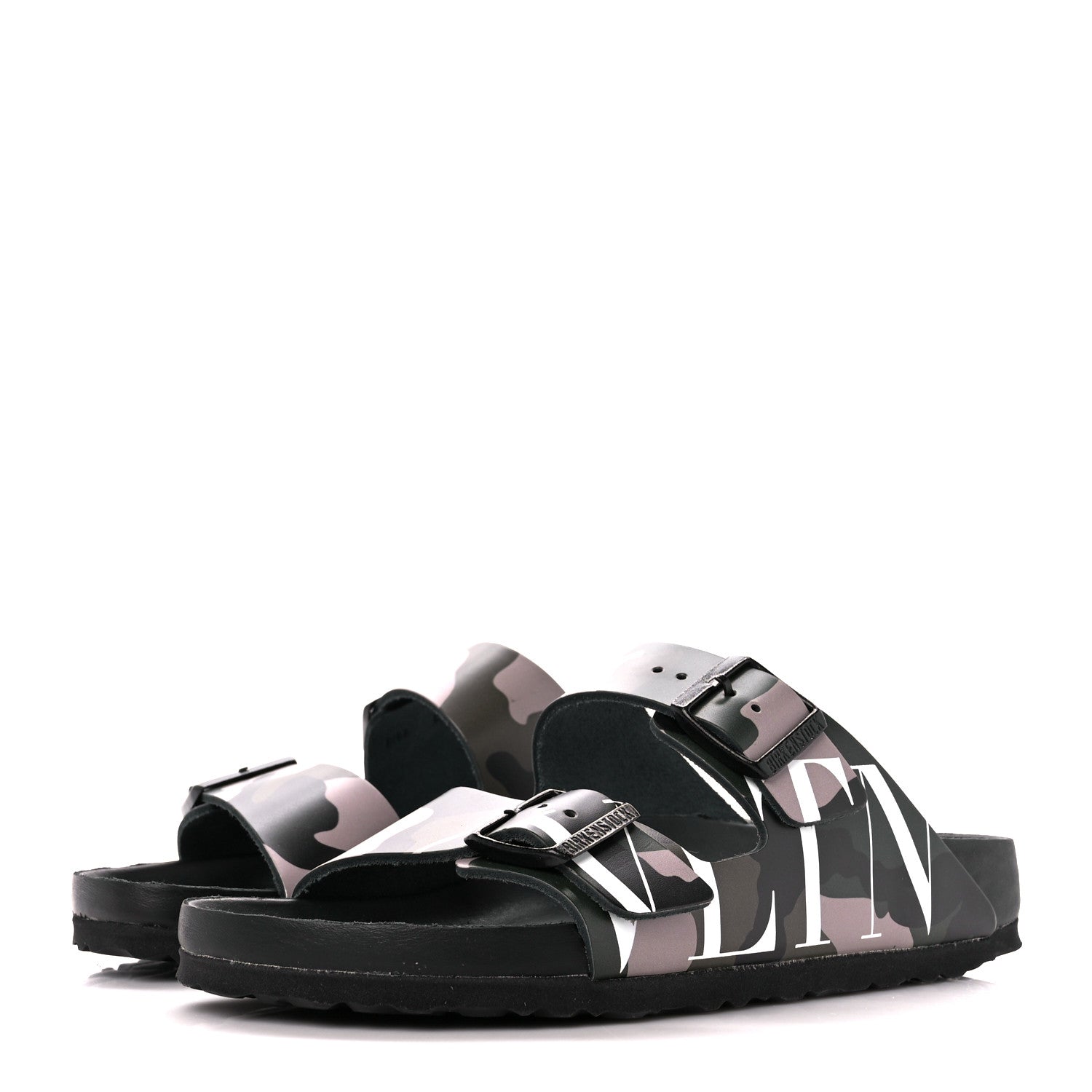 Valentino Garavani X BIRKENSTOCK Calfskin VLTN Arizona Slide Sandals 39 Army Green Poudre 3 of 9